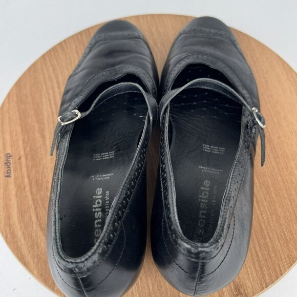 XSensible Black Leather Mary Jane Style Shoes Low Heels Buckle Strap Size 39 - Picture 6 of 9